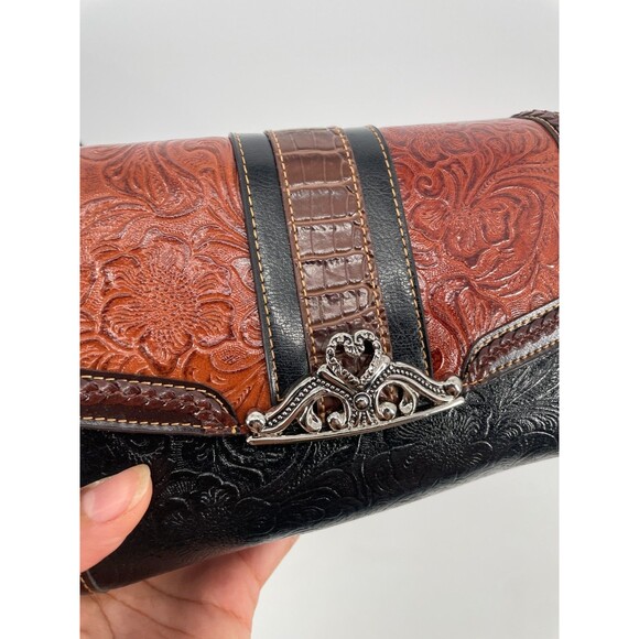 Tooled Leather Faux Alligator Mini Leather Wallet Compartment MC Marc Chantal - Picture 6 of 13